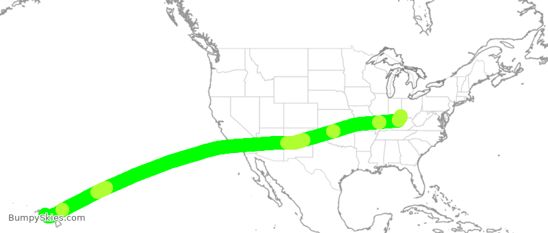 Turbulence forecast map for SIA7439, CVG to HNL