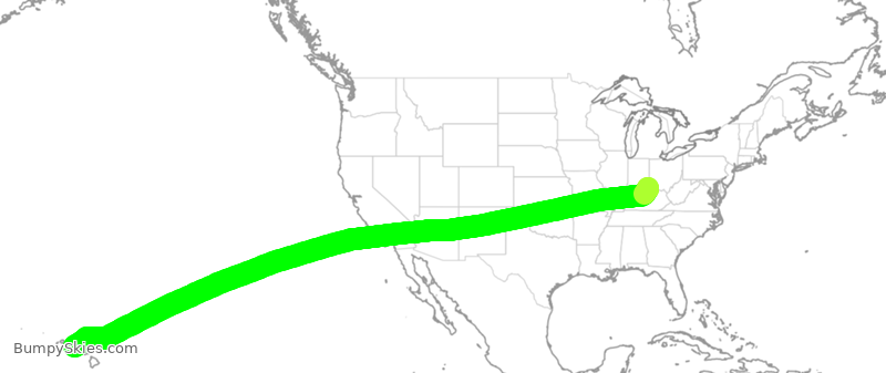 Turbulence forecast map for SIA7441, CVG to HNL