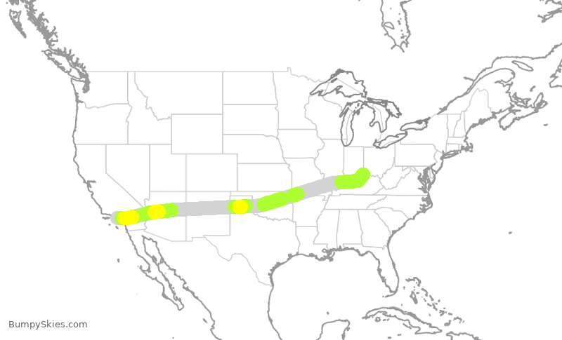 Turbulence forecast map for SIA7449, CVG to LAX