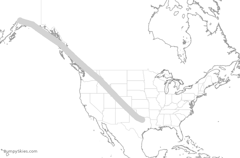 Turbulence forecast map for SIA7921, DFW to ANC