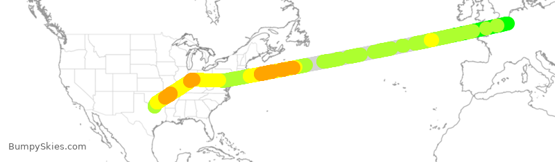 Turbulence forecast map for SIA7951, DFW to BBR