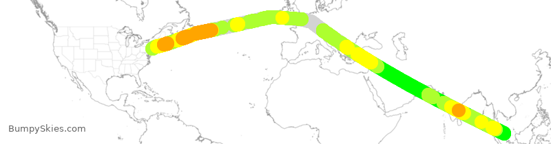 Turbulence forecast map for SIA9021, EWR to SIN