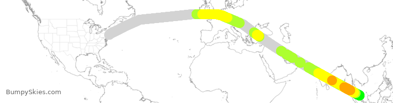 Turbulence forecast map for SIA9023, JFK to SIN