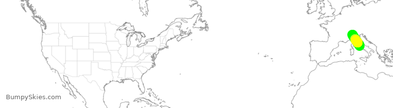 Turbulence forecast map for SIO625, IRA to IML
