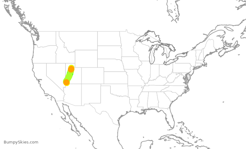 Turbulence forecast map for SKW101, SGU to SLC