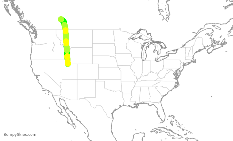 Turbulence forecast map for SKW104, SLC to YYC