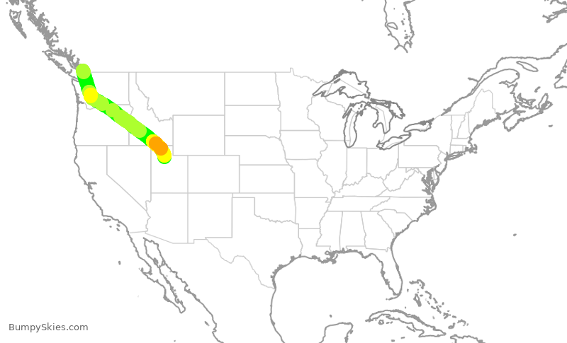 Turbulence forecast map for SKW105, YVR to SLC