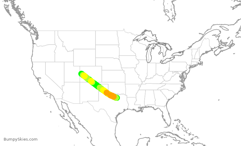 Turbulence forecast map for SKW105, DFW to GJT