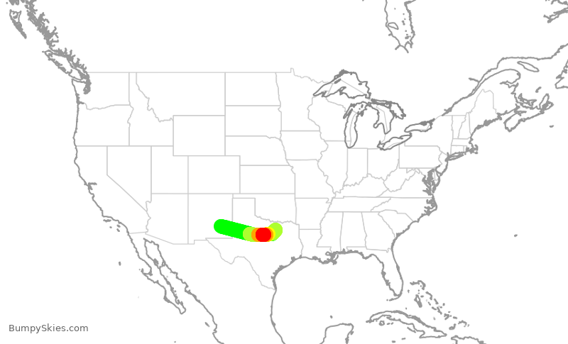 Turbulence forecast map for SKW109, ROW to DFW