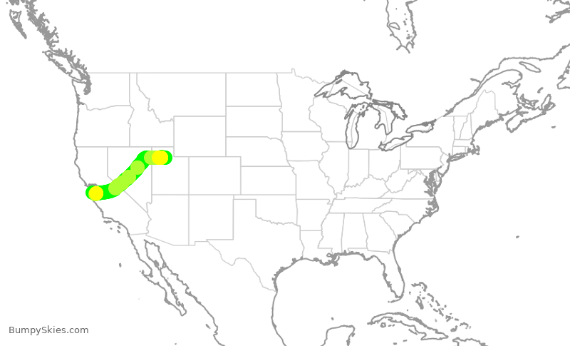 Turbulence forecast map for SKW113, SLC to SJC