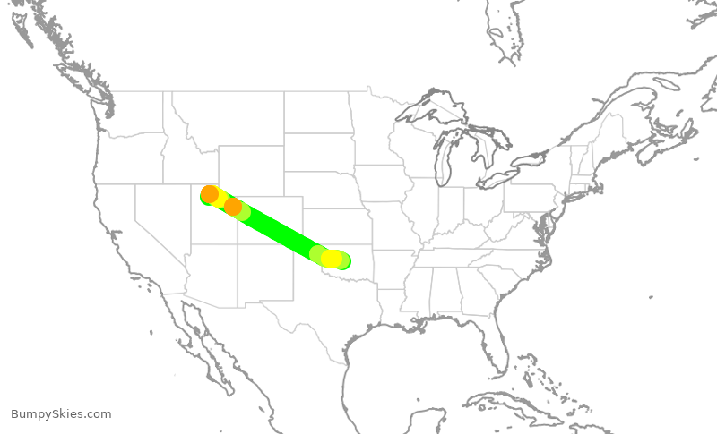 Turbulence forecast map for SKW116, SLC to OKC