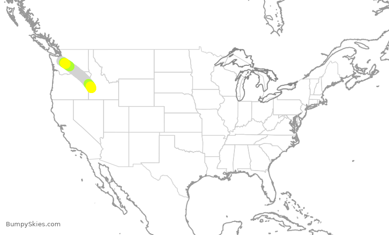 Turbulence forecast map for SKW118, BOI to SEA