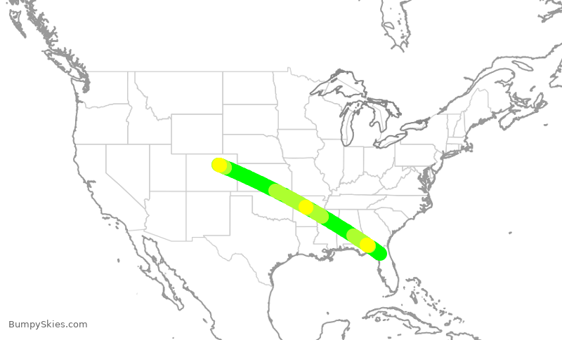 Turbulence forecast map for SKW1642, GNV to DEN