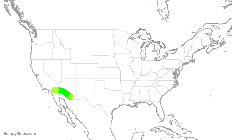 Turbulence forecast map for SKW1705, TUS to PSP