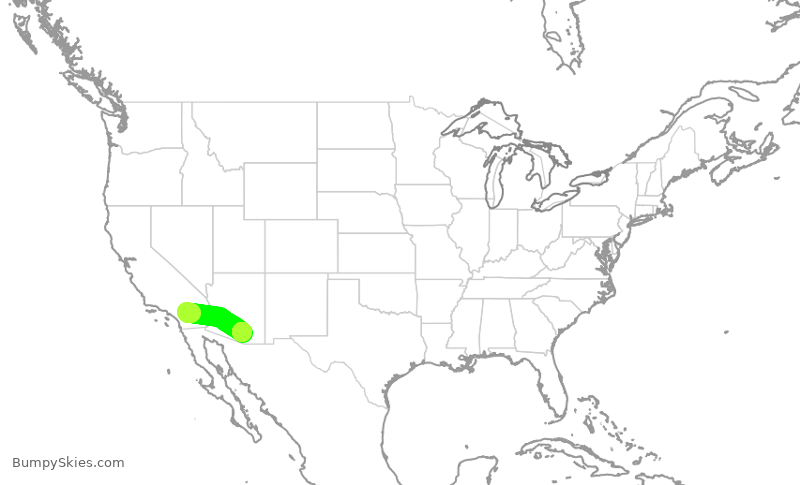 Turbulence forecast map for SKW1706, PSP to TUS