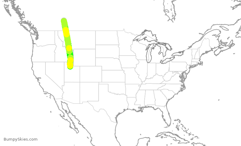 Turbulence forecast map for SKW174, YYC to SLC