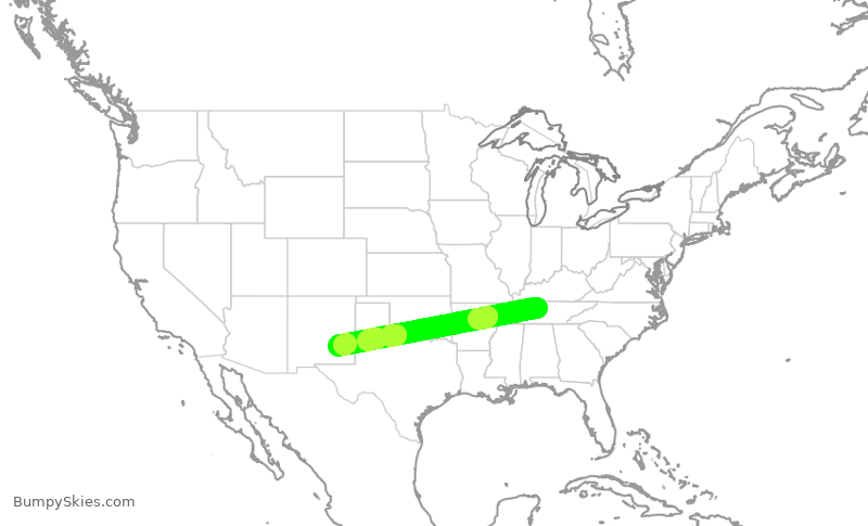 Turbulence forecast map for SKW1776, BNA to ROW