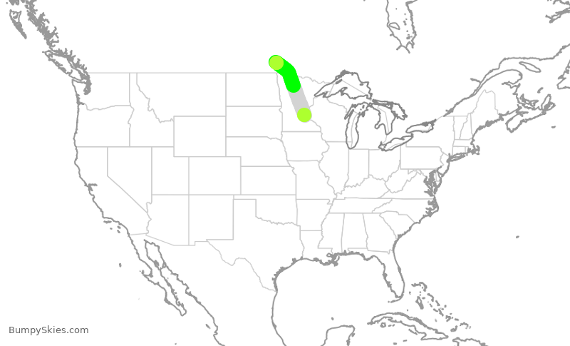 Turbulence forecast map for SKW197, MSP to YWG