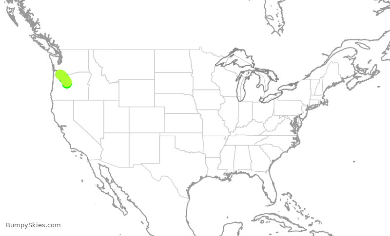 Turbulence forecast map for SKW3003, PDX to RDM