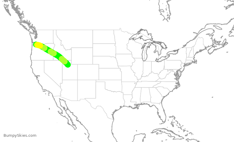 Turbulence forecast map for SKW3004, SLC to PDX