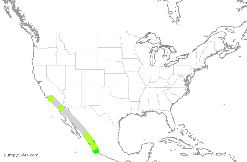 Turbulence forecast map for SKW3007, LAX to ZLO