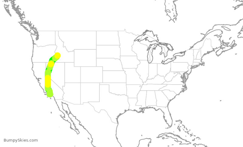 Turbulence forecast map for SKW3010, LAX to BOI