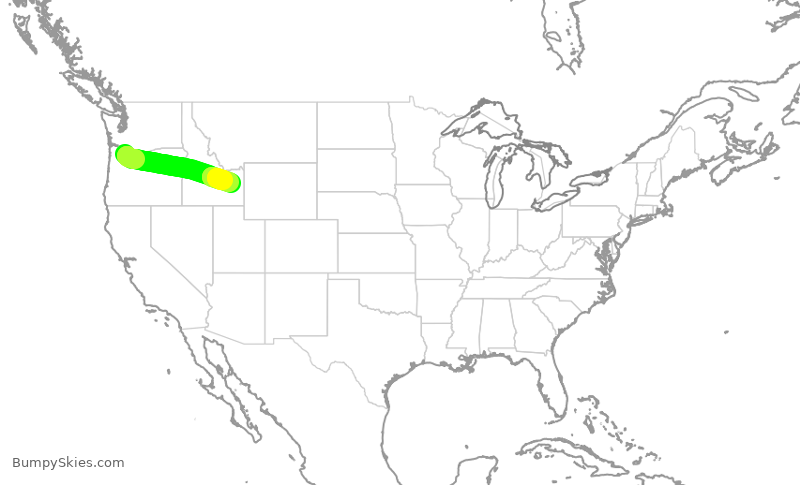 Turbulence forecast map for SKW3013, PDX to IDA