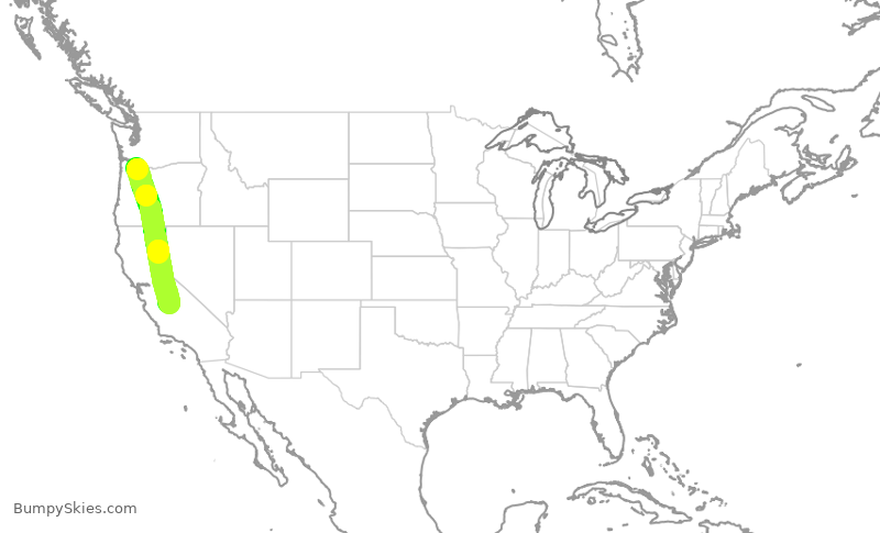 Turbulence forecast map for SKW3024, PDX to FAT
