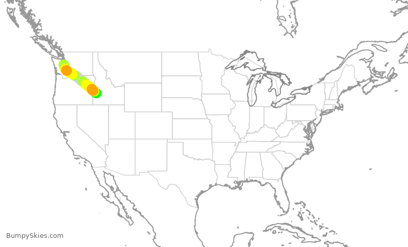 Turbulence forecast map for SKW3028, SEA to BOI