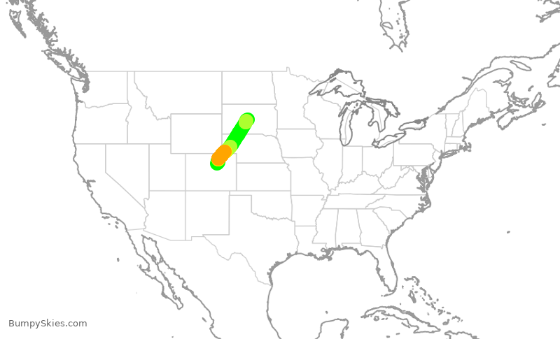Turbulence forecast map for SKW302, DEN to PIR