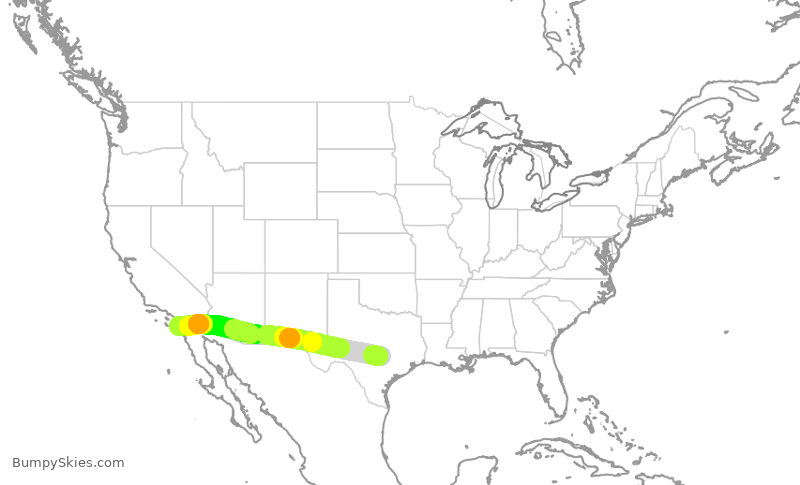 Turbulence forecast map for SKW3032, AUS to SAN