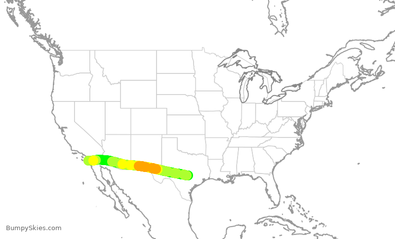 Turbulence forecast map for SKW3039, AUS to SAN