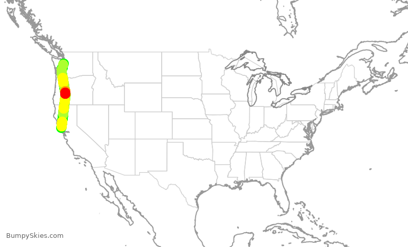 Turbulence forecast map for SKW3044, STS to SEA