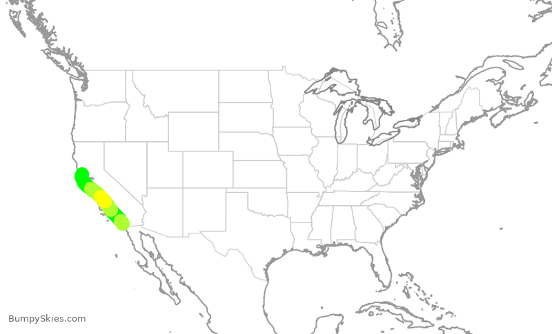 Turbulence forecast map for SKW3047, STS to SAN