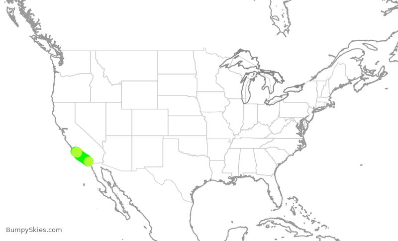 Turbulence forecast map for SKW3066, SAN to SBA
