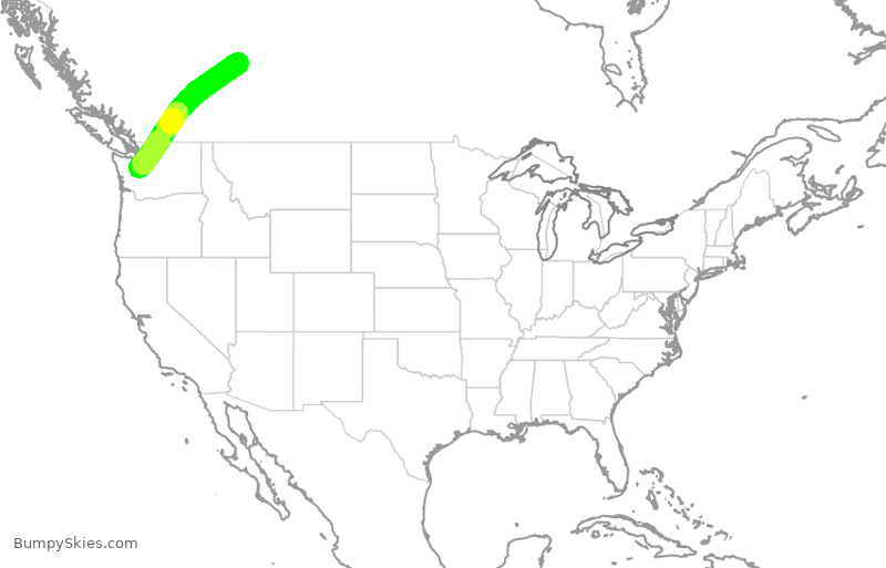 Turbulence forecast map for SKW3082, YEG to SEA