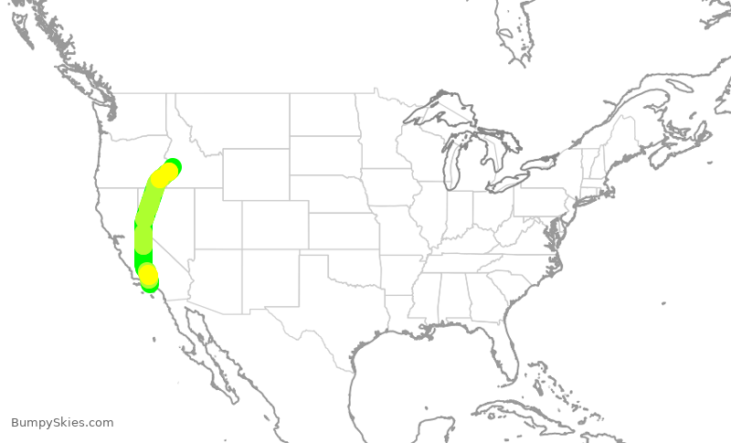 Turbulence forecast map for SKW3082, LAX to BOI