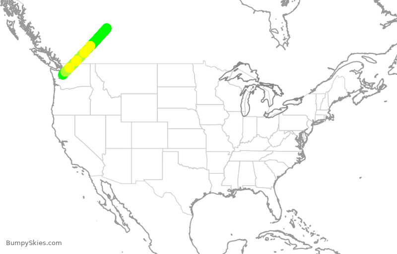 Turbulence forecast map for SKW3083, SEA to YEG
