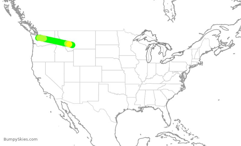 Turbulence forecast map for SKW3086, SEA to BZN