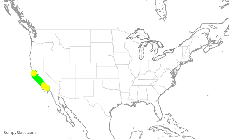 Turbulence forecast map for SKW3092, STS to BUR