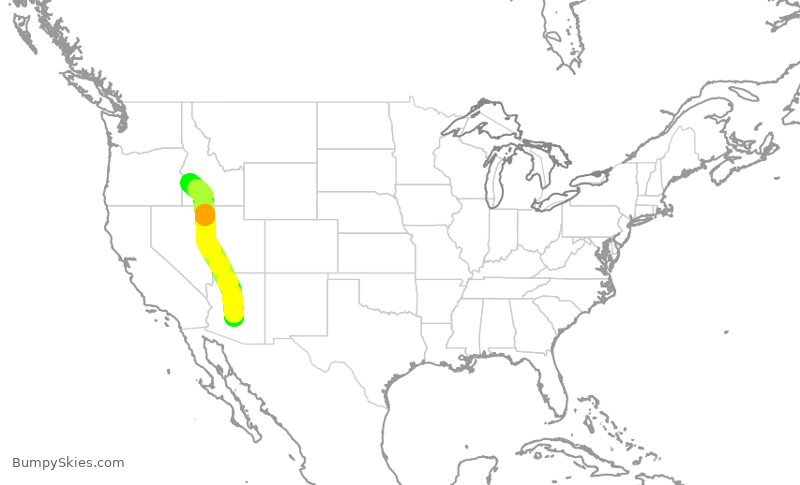 Turbulence forecast map for SKW3096, PHX to BOI