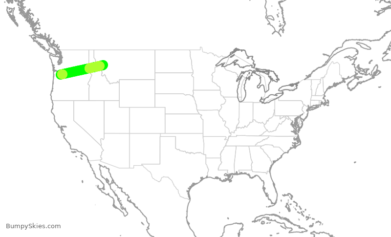 Turbulence forecast map for SKW3097, PDX to MSO