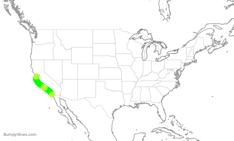 Turbulence forecast map for SKW3103, OAK to SAN