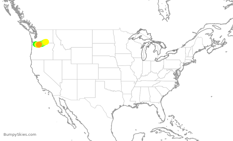 Turbulence forecast map for SKW3109, PSC to PDX