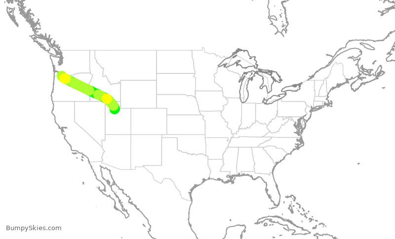 Turbulence forecast map for SKW3112, PDX to SLC