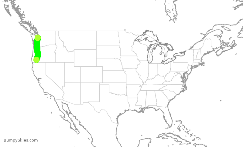 Turbulence forecast map for SKW3115, MFR to SEA