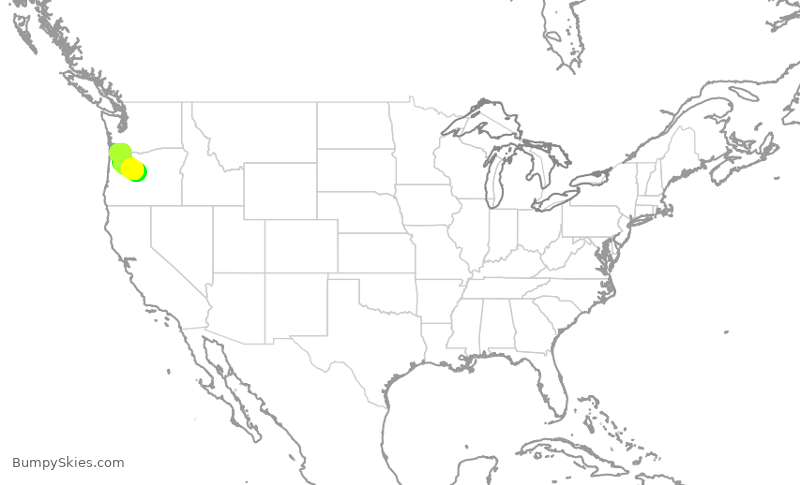 Turbulence forecast map for SKW3115, RDM to PDX