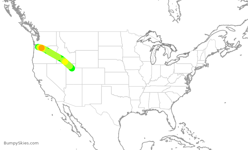 Turbulence forecast map for SKW3117, SLC to PDX