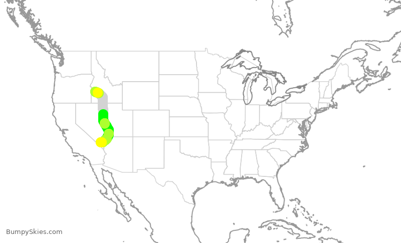 Turbulence forecast map for SKW3121, BOI to LAS