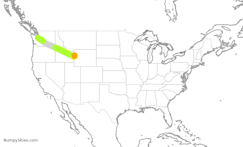 Turbulence forecast map for SKW3123, JAC to SEA